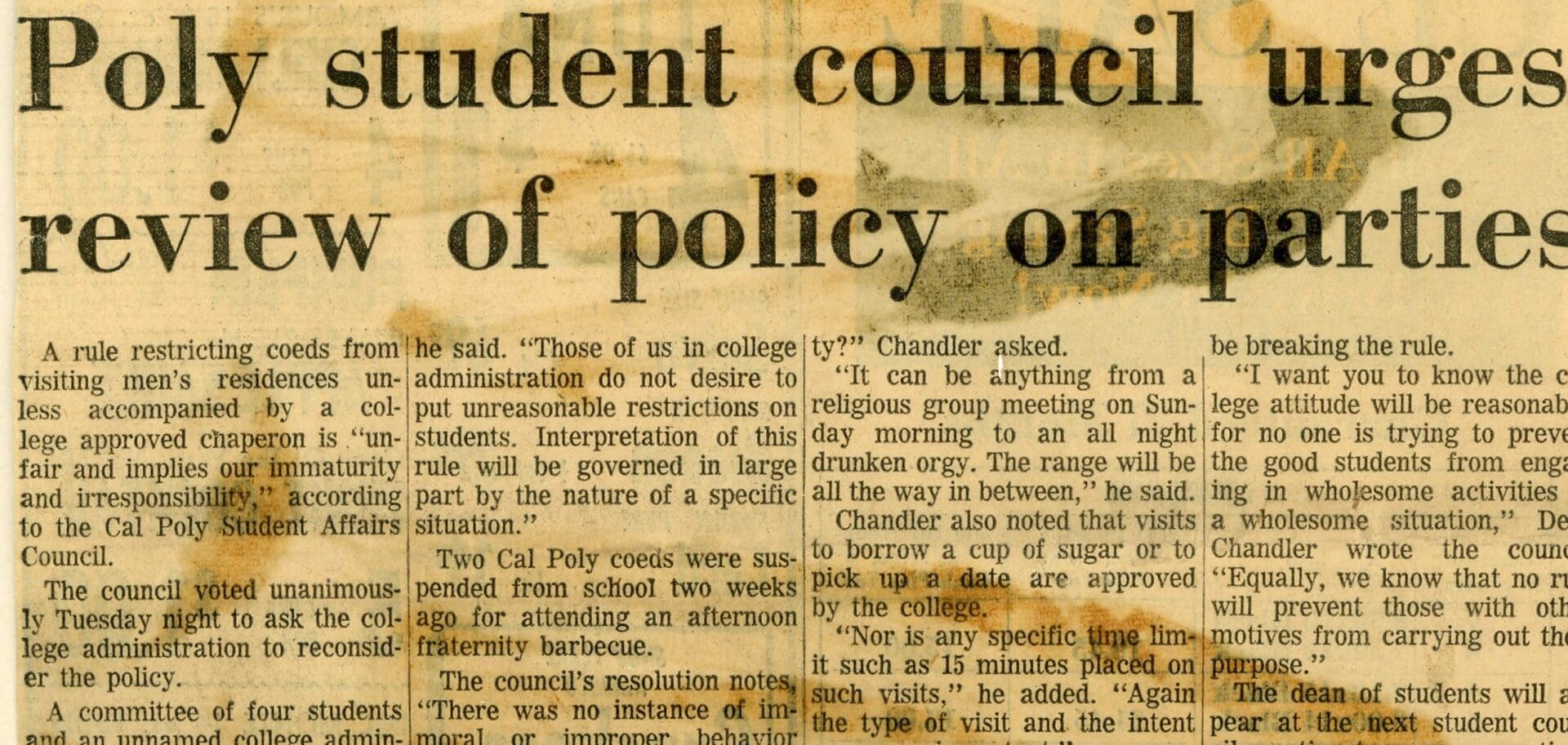 A newspaper article about the student council