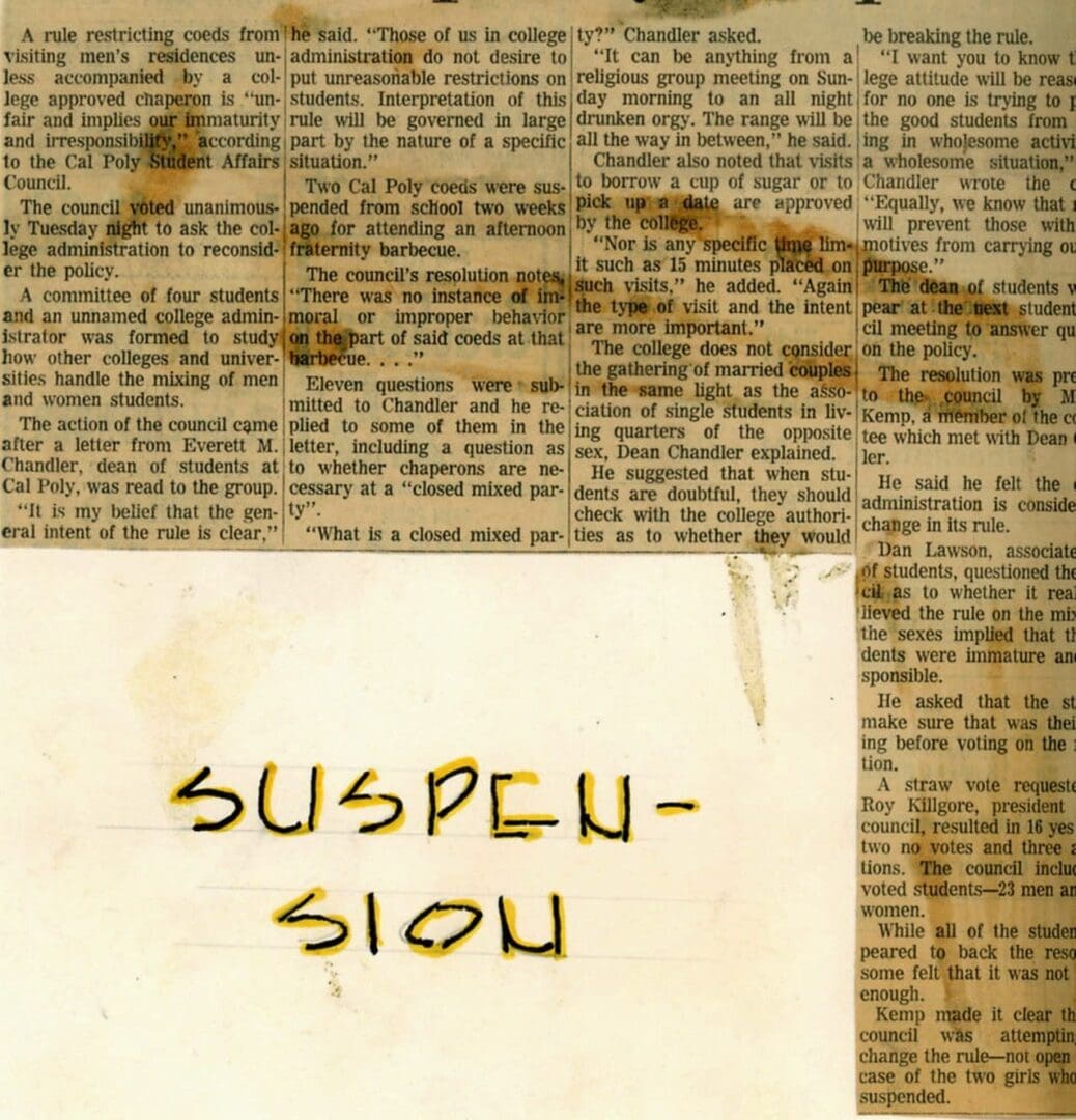 A close up of the word suspension written on paper