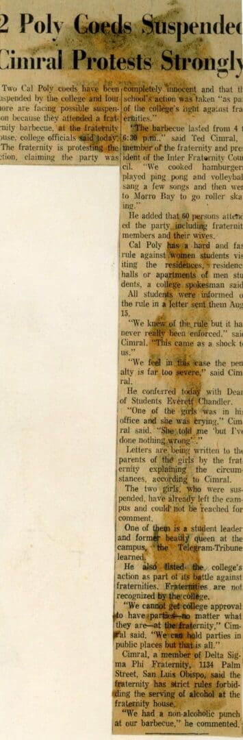 A newspaper article with the front page written in brown ink.