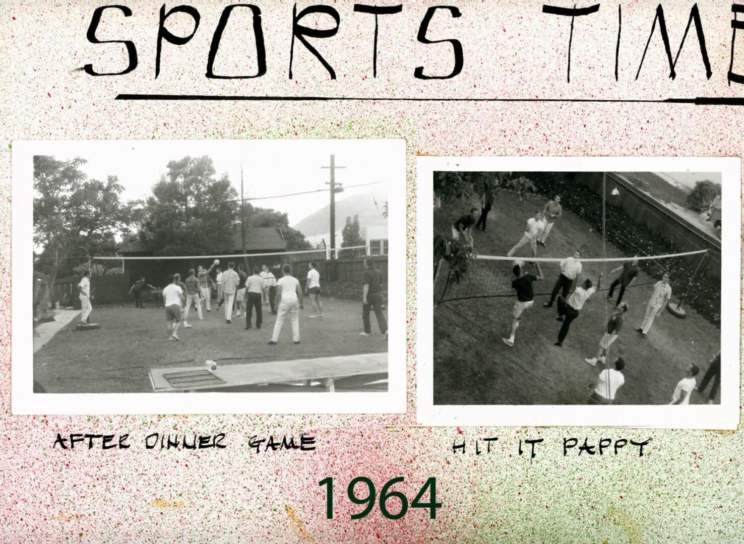 A black and white photo of people playing volleyball.