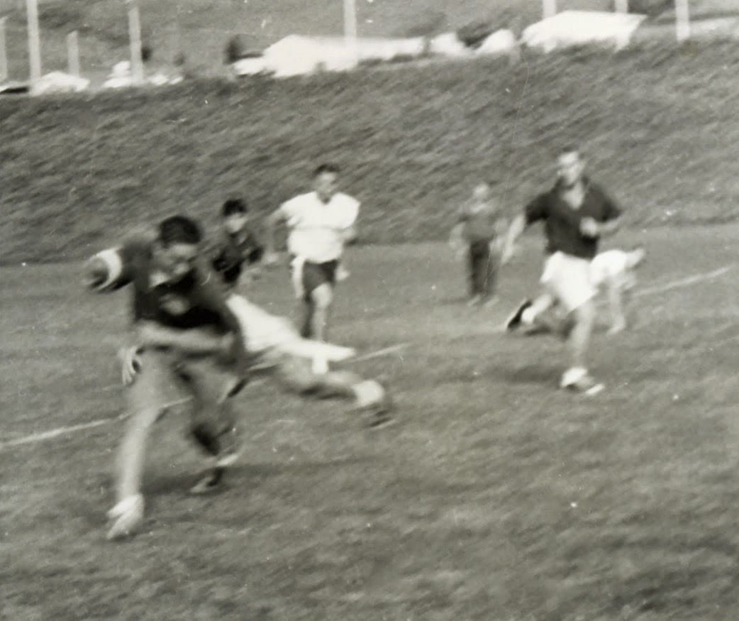 A group of people playing frisbee in the grass.