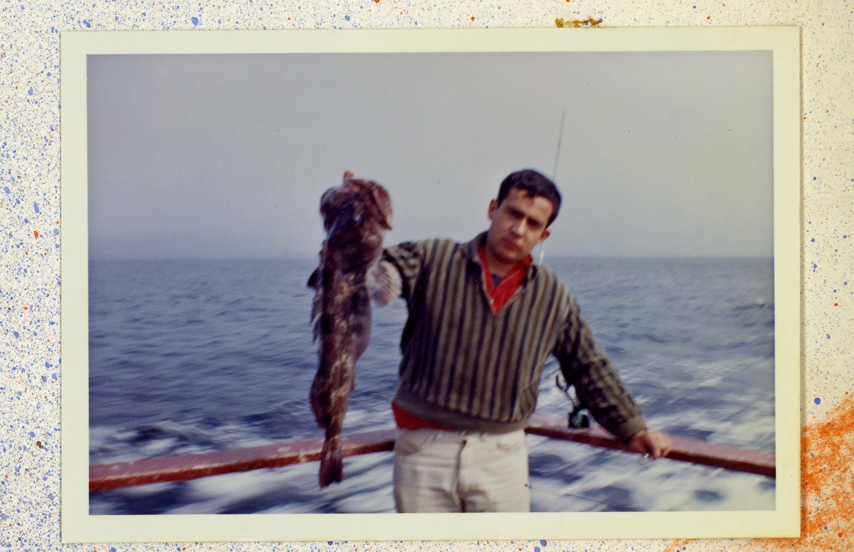 A man holding a fish on the boat